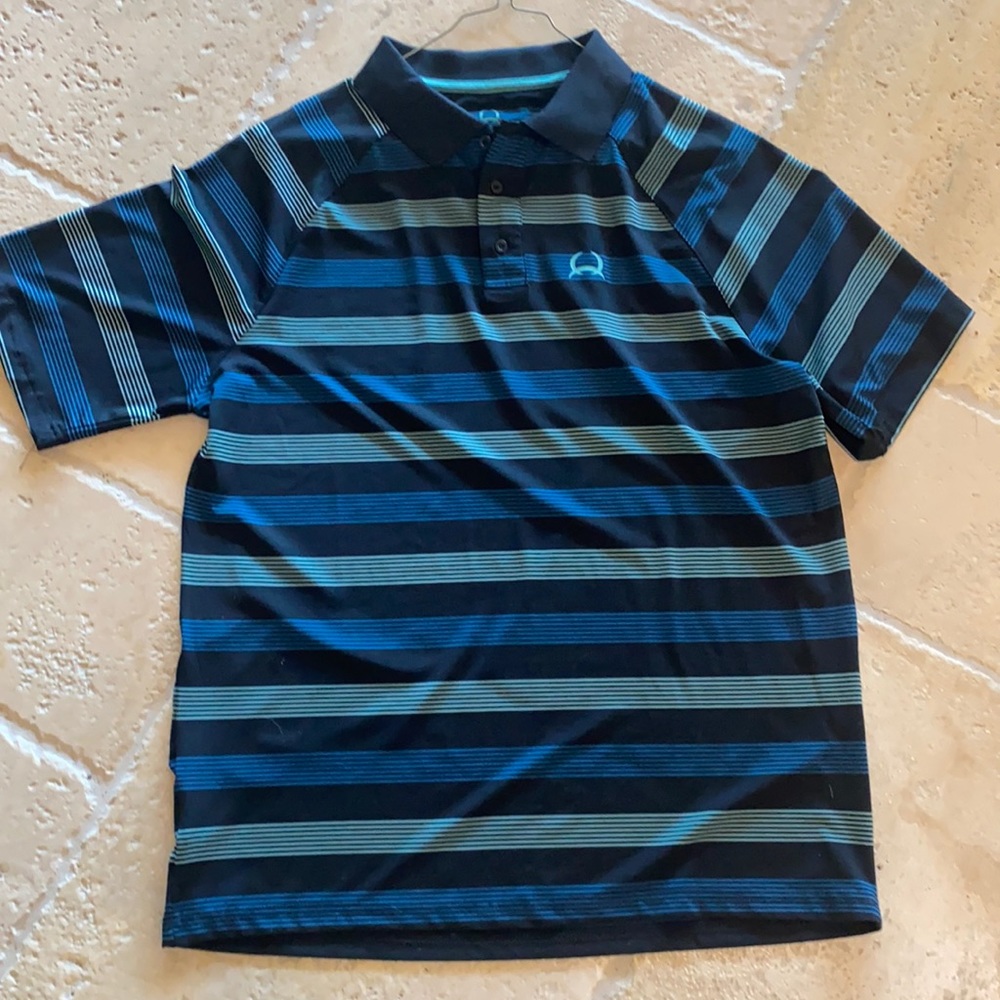 blue black and green medium cinch collard shirt